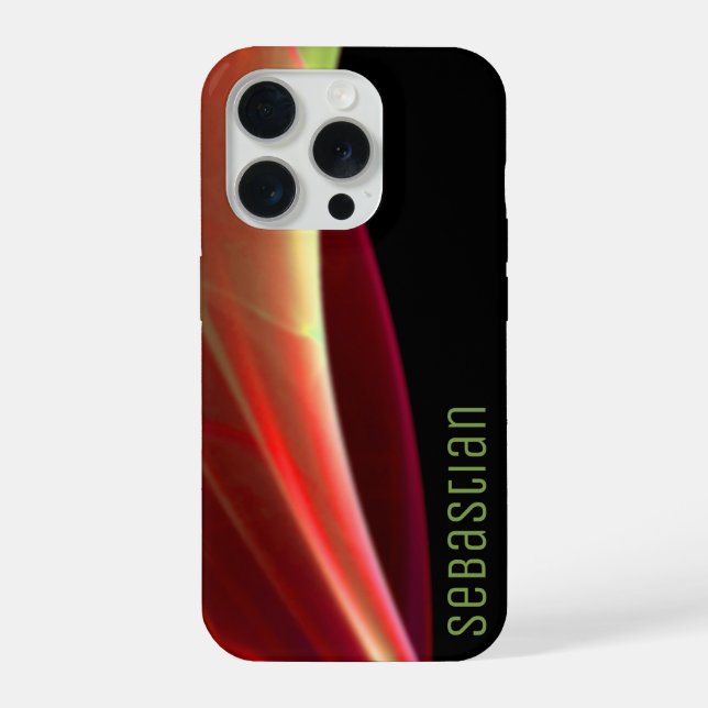 Add A Custom Name Orange Green Abstract iPhone Case (Back)