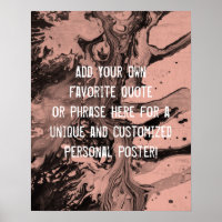 Add a Custom Quote Black Marble, Coral Pink