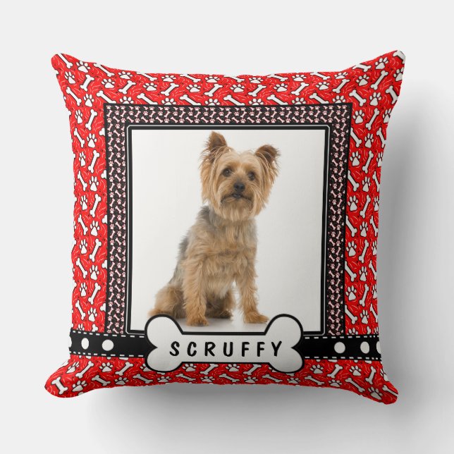 Add a Cute Portrait of Your Own Dog Throw Pillow (Front)