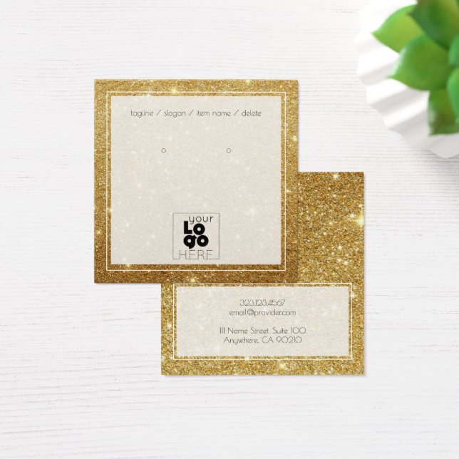 Add A Logo Gold Glitter Dust Earring Display Card (Desk)