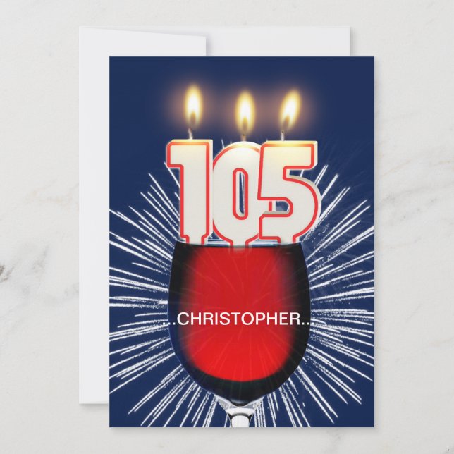 Add a name, 105th Birthday party Invitation, wine Invitation (Front)