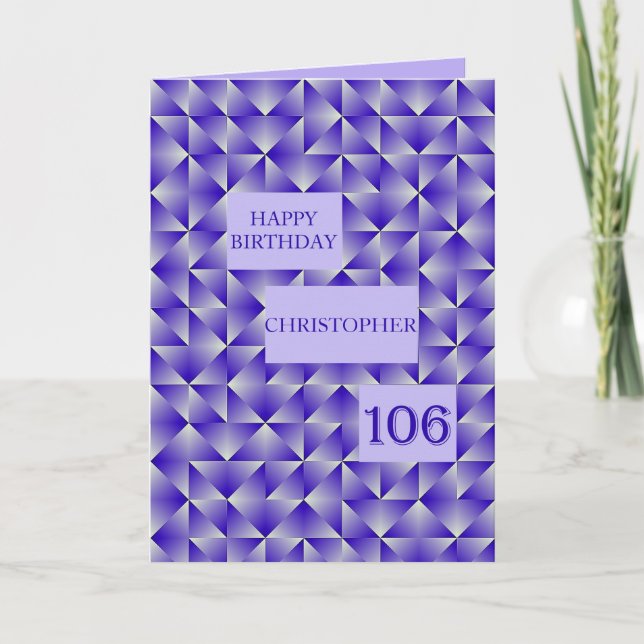 Add a name 106th Birthday with Purple Shapes Card (Front)