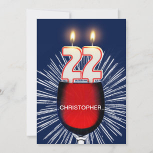 Add a name, 22nd Birthday party Invitation, wine Invitation
