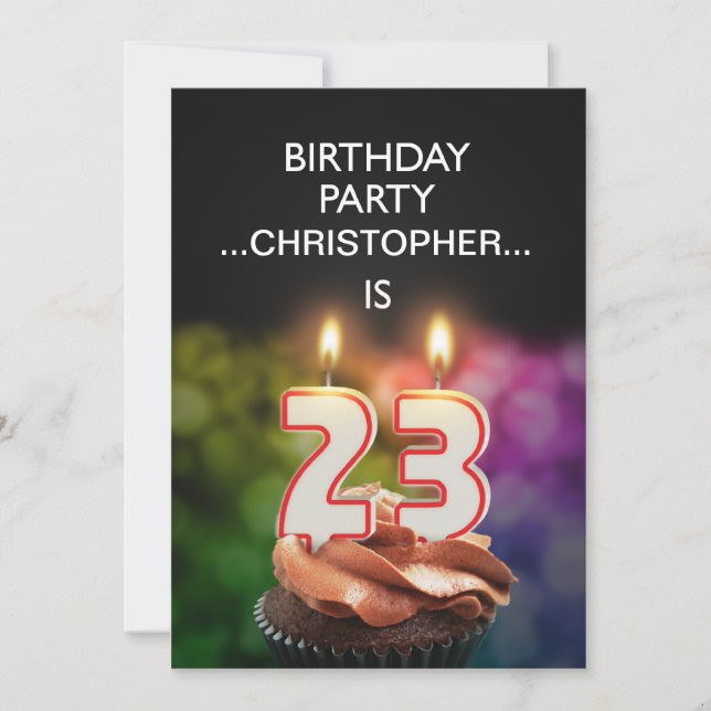 Add a name, 23rd Birthday party Invitation (Front)