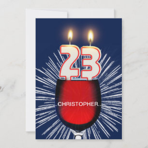 Add a name, 23rd Birthday party Invitation, wine Invitation