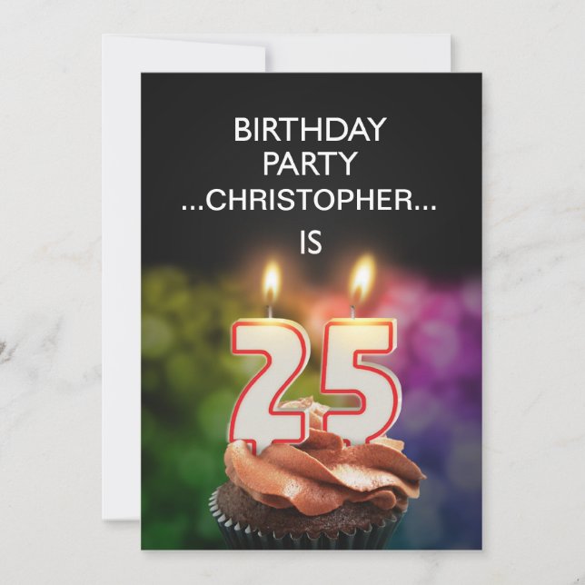 Add a name, 25th Birthday party Invitation (Front)