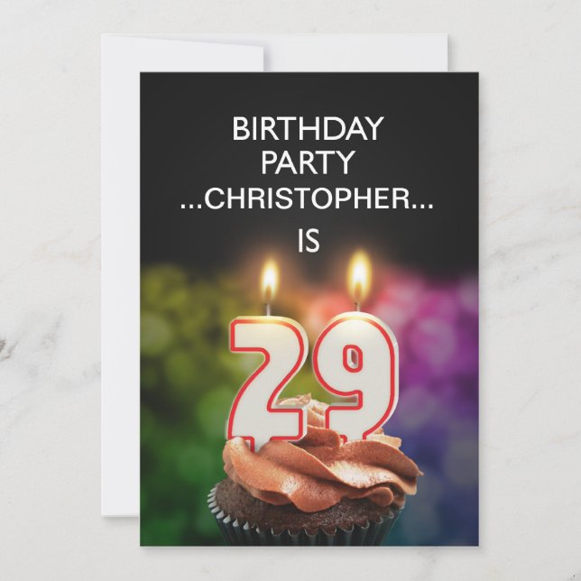 Add a name, 29th Birthday party Invitation (Front)