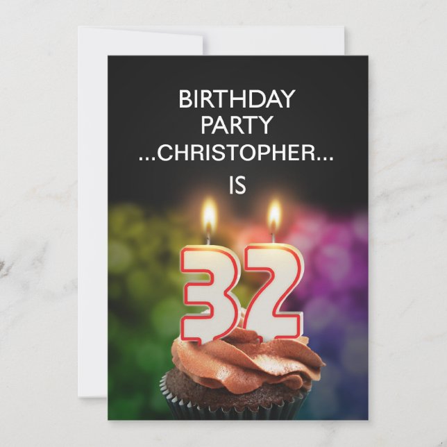 Add a name, 32nd Birthday party Invitation (Front)
