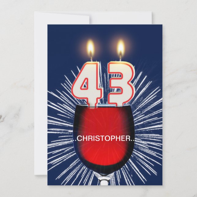Add a name, 43rd Birthday party Invitation, wine Invitation (Front)