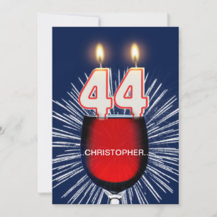 Add a name, 44th Birthday party Invitation, wine Invitation