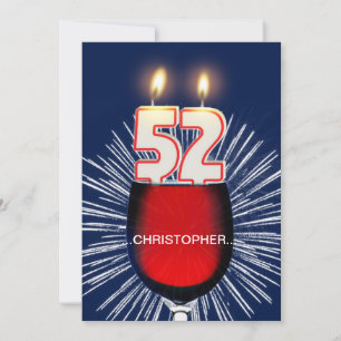 Add a name, 52nd Birthday party Invitation, wine Invitation