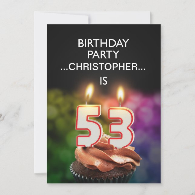 Add a name, 53rd Birthday party Invitation (Front)