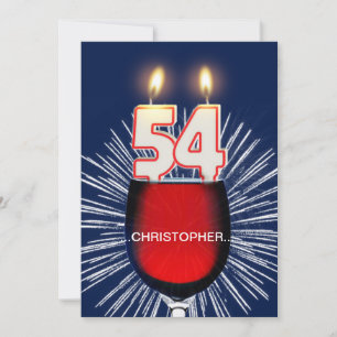 Add a name, 54th Birthday party Invitation, wine Invitation