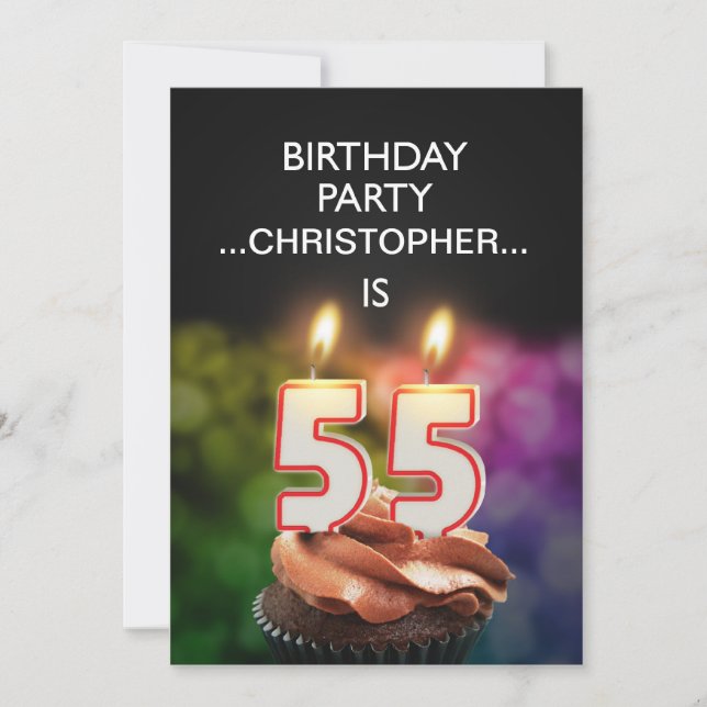 Add a name, 55th Birthday party Invitation (Front)
