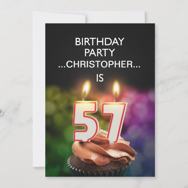 Add a name, 57th Birthday party Invitation (Front)