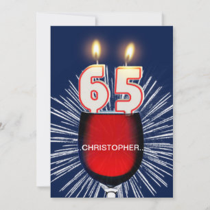 Add a name, 65th Birthday party Invitation, wine Invitation