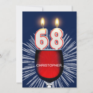 Add a name, 68th Birthday party Invitation, wine Invitation