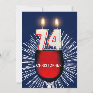 Add a name, 74th Birthday party Invitation, wine Invitation