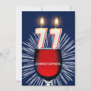 Add a name, 77th Birthday party Invitation, wine Invitation