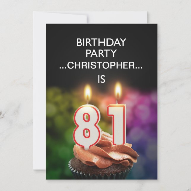 Add a name, 81st Birthday party Invitation (Front)