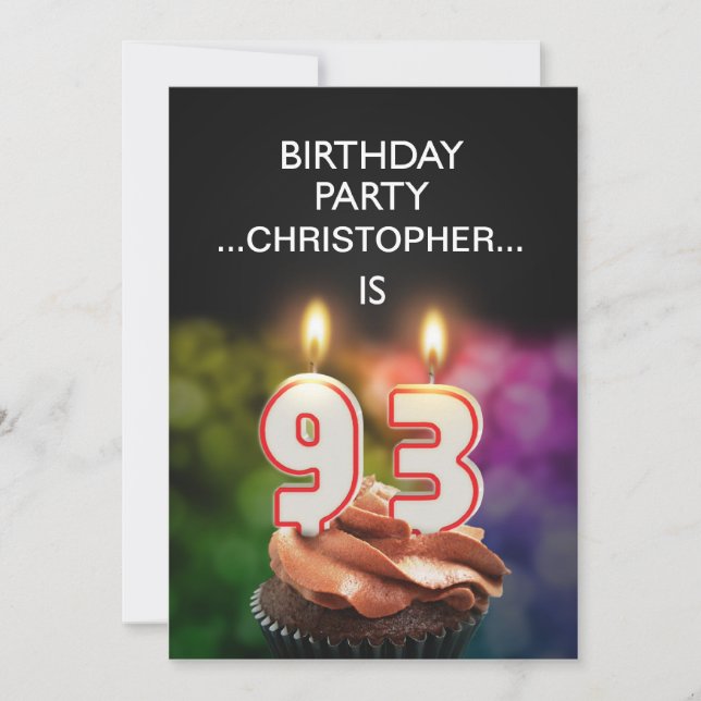 Add a name, 93rd Birthday party Invitation (Front)