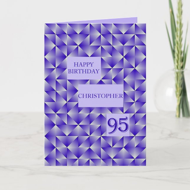 Add a name 95th Birthday with Purple Shapes Card (Front)