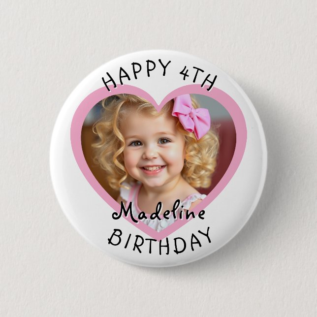 Add a Name and Age to this Happy Birthday  2 Inch Round Button (Front)
