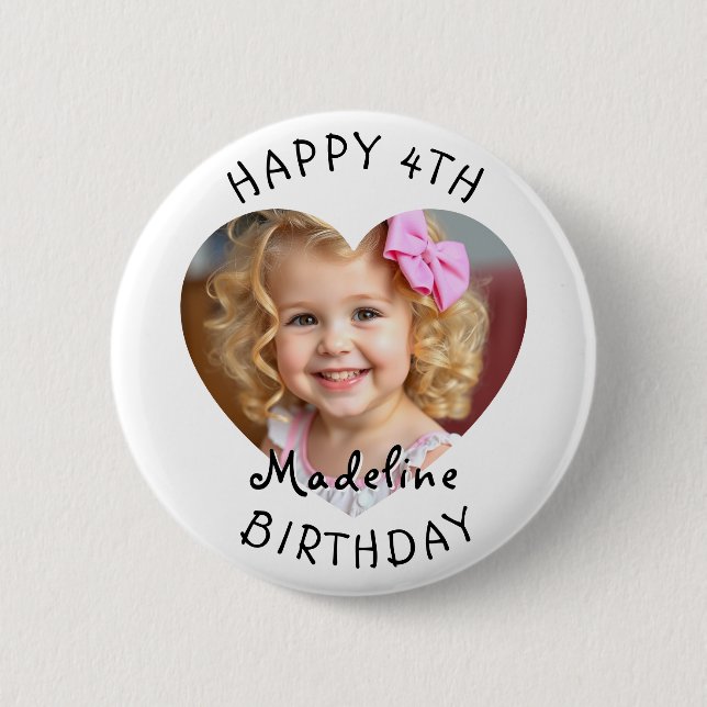 Add a Name and Age to this Happy Birthday  2 Inch Round Button (Front)