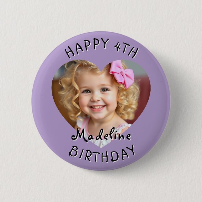 Add a Name and Age to this Happy Birthday  2 Inch Round Button (Front)