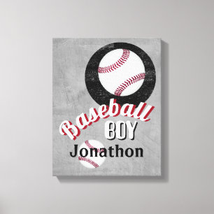 add a name baseball boy grey  personalize it  canvas print