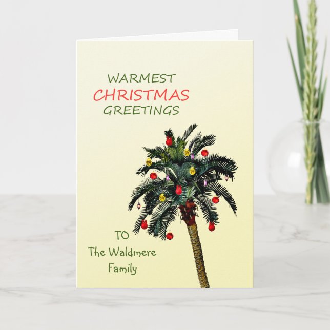 Add A Name Christmas Palm Tree Holiday Card (Front)