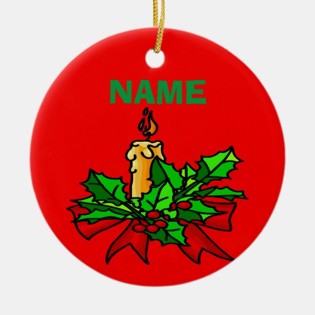 Add A Name Christmas Tree Ceramic Ornament (Front)