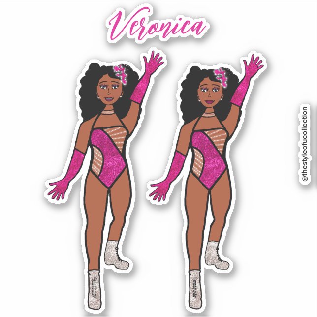 Add a Name Dancer Sticker Fuchsia & Diamonds A (Front)