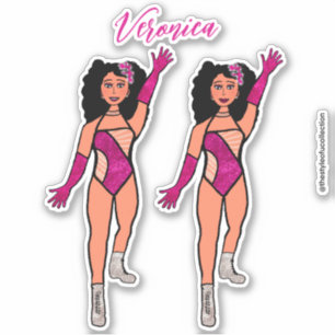 Add a Name Dancer Sticker Fuchsia & Diamonds B