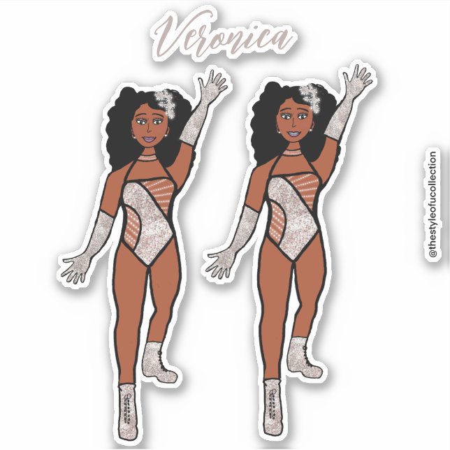 Add a Name Dancer Sticker Silver & Diamonds A (Front)