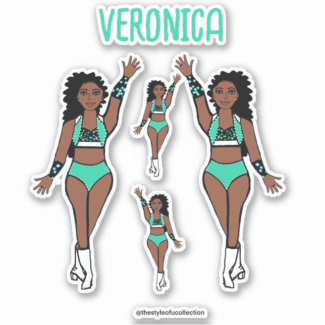 Add a Name Dancer Stickers Mint / White/ Black (Front)
