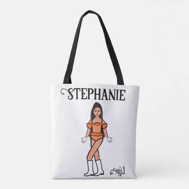 Add a Name Dancer Two Colour . Orange & White Tote Bag (Back)