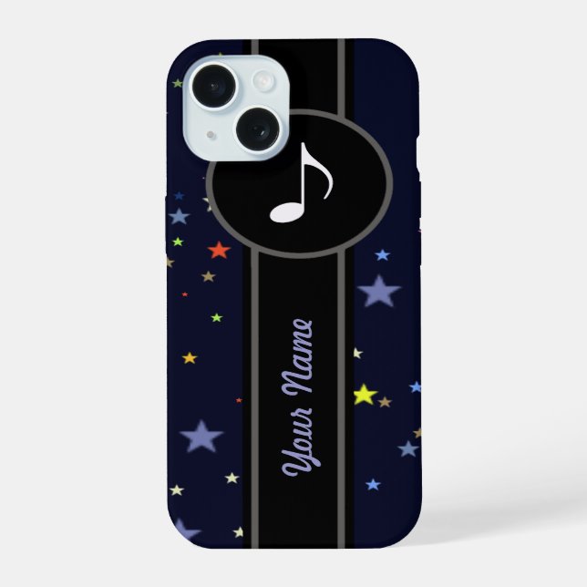 add a name / music note iPhone 15 case (Back)