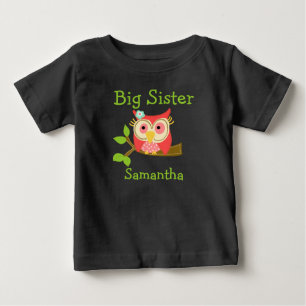 Add a Name Personalized Owl Big Sister Baby T-Shirt