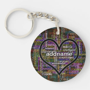 Add a Name Positive Words Keychain