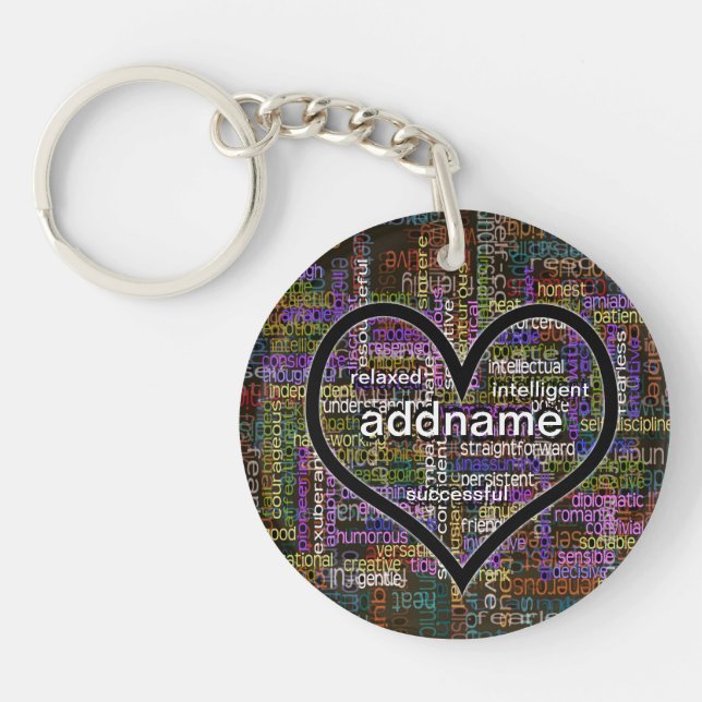 Add a Name Positive Words Keychain (Front)