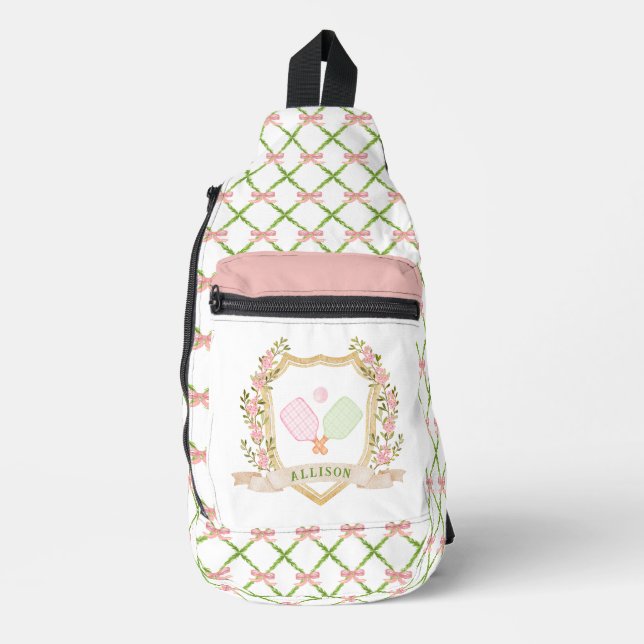  Add-a-Name Preppy Pink Pickle Ball Personalized Sling Bag (Front)