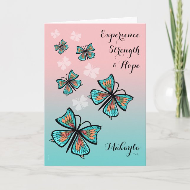 Add a Name Pretty Recovery Birthday Butterfly Card (Front)