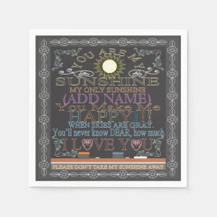 Add a Name Sunshine Vintage Chalkboard Napkin