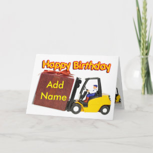 Add a name to the forklift birthday card