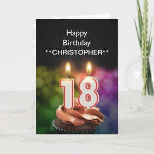 Add a name to this 18th birthday card candles