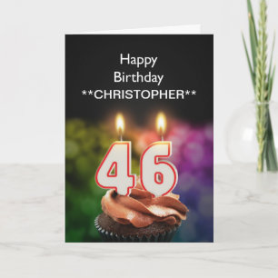 Add a name to this 46th birthday card candles