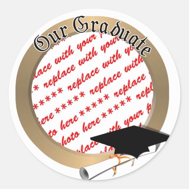 Add a Photo Graduation  Classic Round Sticker (Front)