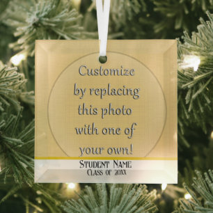 Add a Photo Graduation Glass Ornament