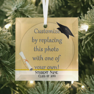 Add a Photo Graduation Glass Ornament